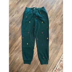 Ralph Lauren Polo Pony Fleece Jogger Pant Green Sz Lg 14/16